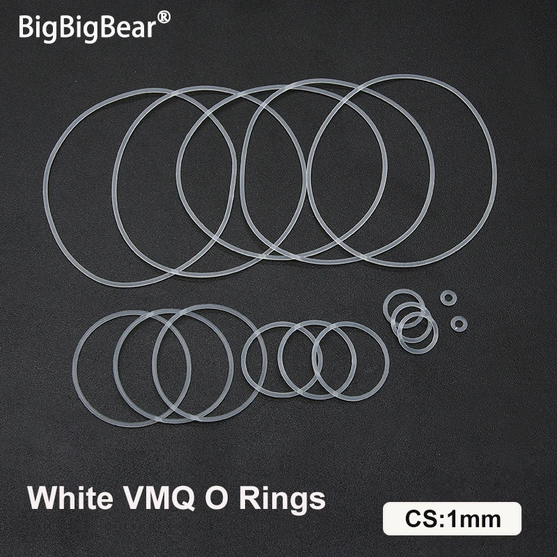 Silicone O Ring 10/50Pcs White CS 1mm OD 3-50mm Food Grade