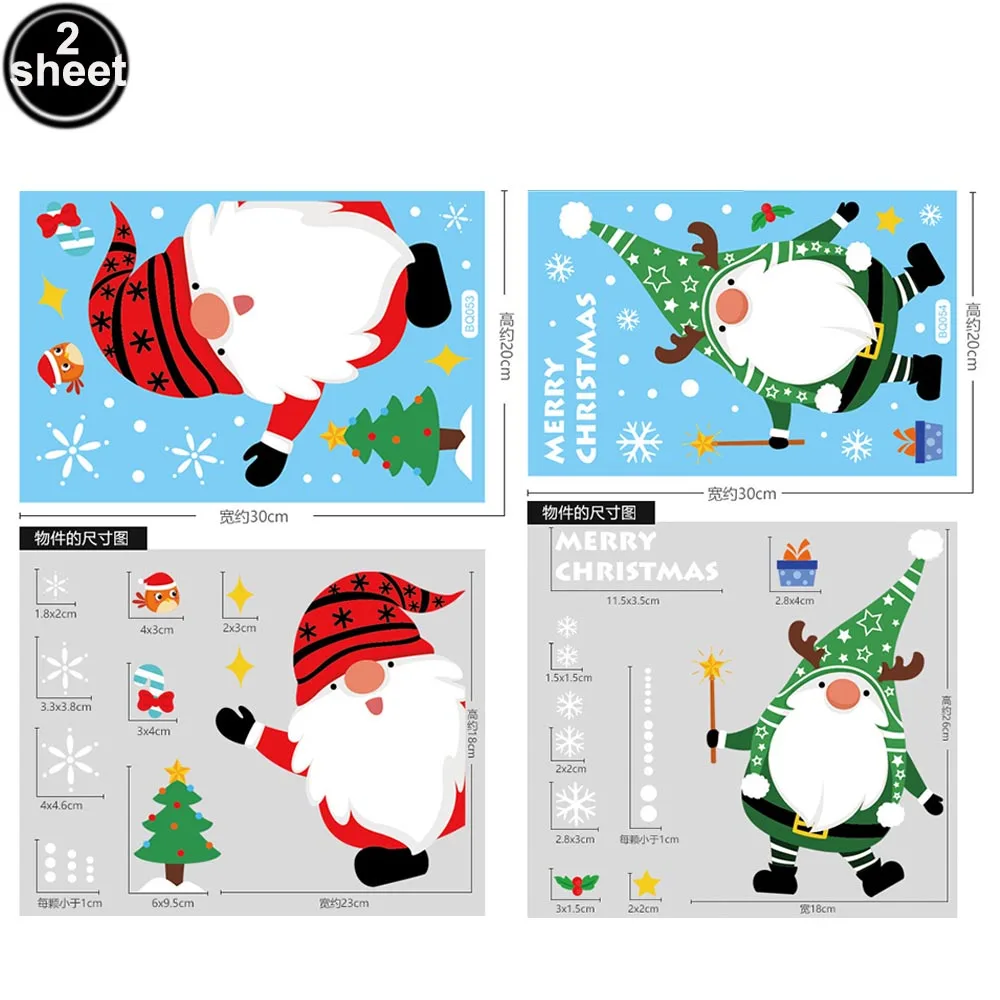 thumbnail image 1 of Pegatinas navideñas para ventanas, decoración navideña, copos de nieve, Papá Noel, reno, calcomanías para ventanas de vidrio, decoraciones navideñas, 1 of 5