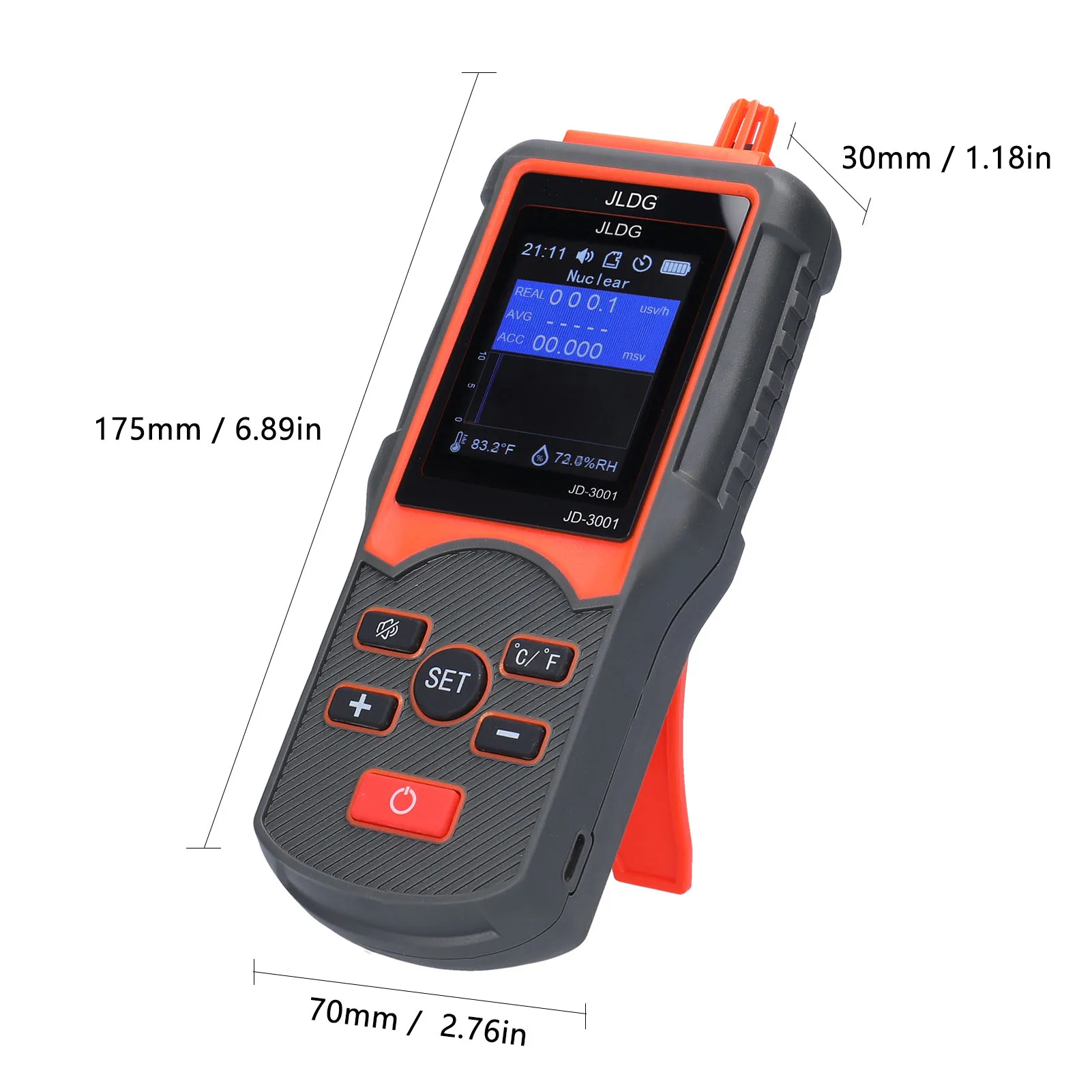 JD-3001 Multifunctional Geiger Counter Temperature Humidity Measuring Device Radiation Tester Electromagnetic Radiation Detector