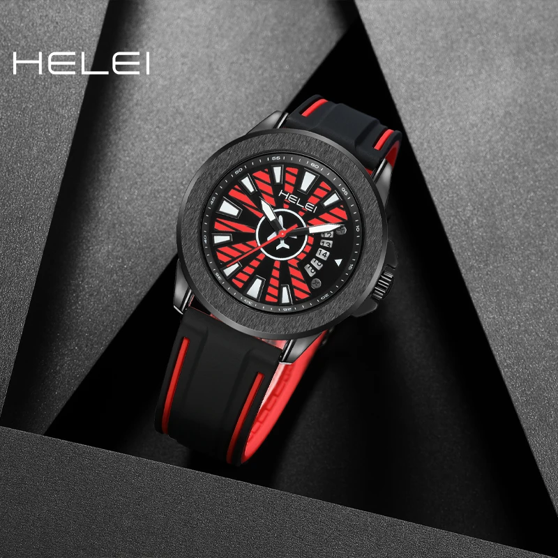 HELEI2024 new fashion trend hot models heart architect series multi-function quartz men's quartz watch men's waterproof wristwat