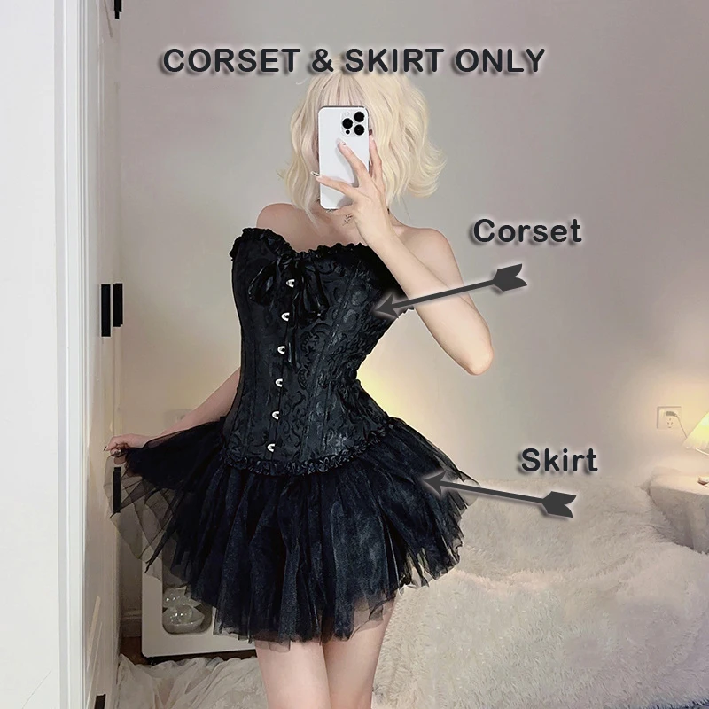 Halloween Sexy Costumes For Women Vintage Corset Lingerie Princess Goddess Cosplay Black Swan Dress Party Performance Prom Dance