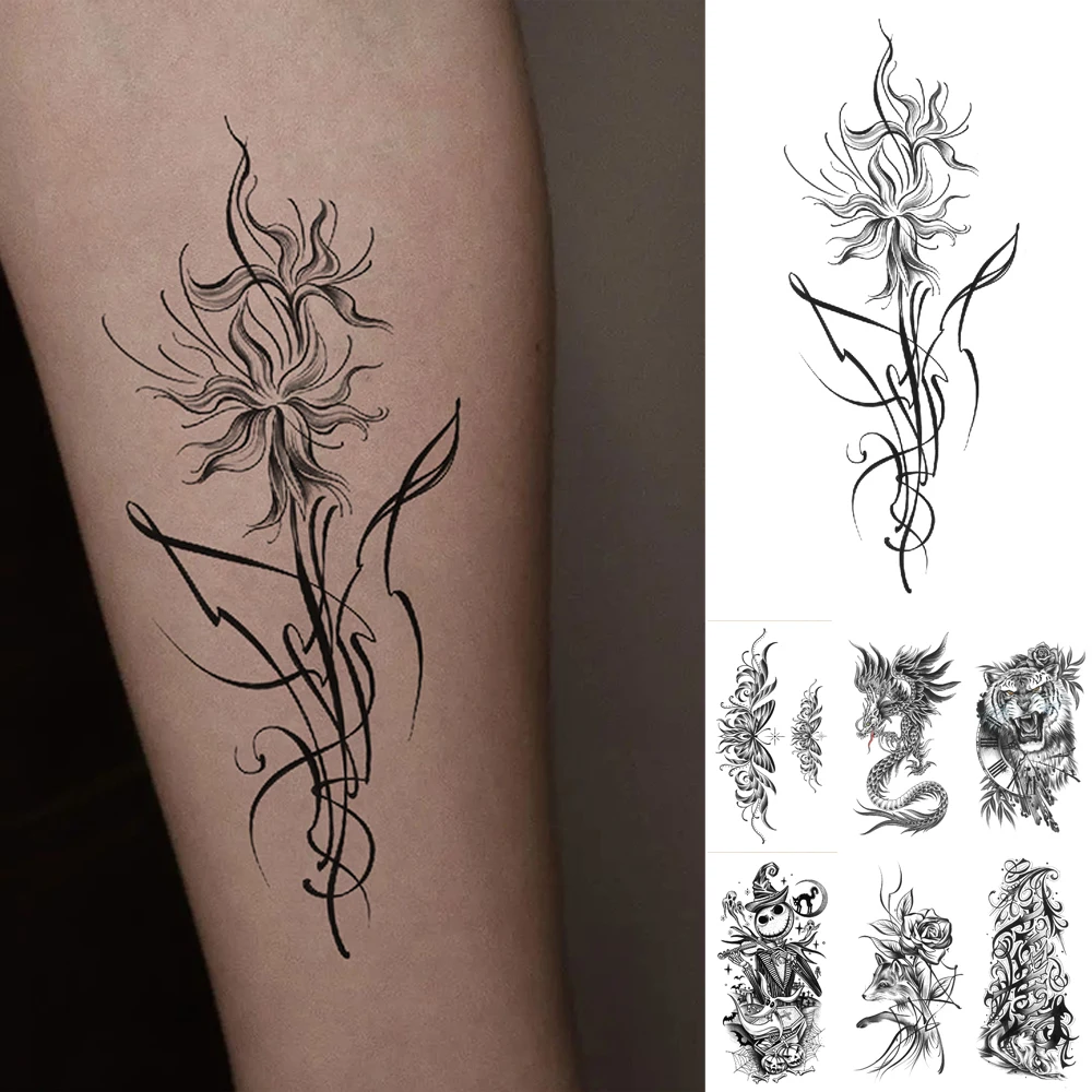 

Tattoo Temporary Sketch Flowers Butterfly Fake Tatoo Adults Face Hands Kids Sticker