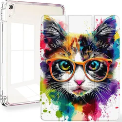 Smart iPad Case with Pen Holder, Enhanced Protection and Functionality - Pro 11 2nd 3rd 4th (Color Glass Cat)