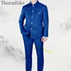 Thorndike  Long Sleeve Blazer Pants Elegant Business Men Formal Prom Collar Africa Style Men Suits New Arrival Sliver Button 1