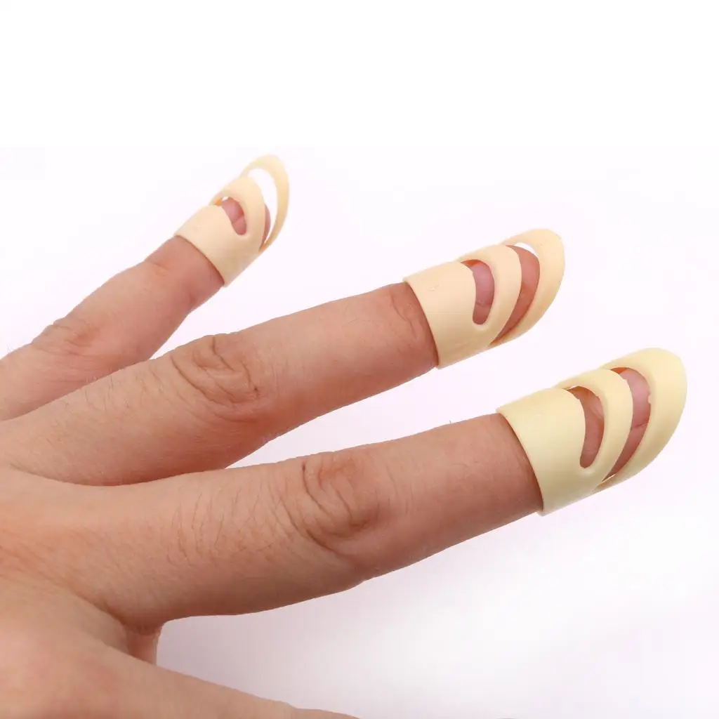 Electric Guitar Finger Nail Thumb Picks Protectors Set Beige
