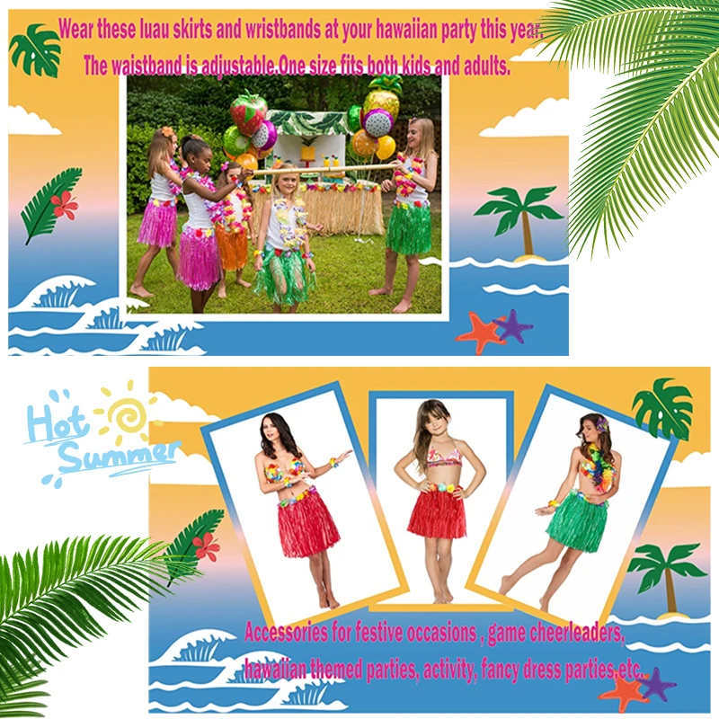 Plástico Meninas Mulher Saia Havaiana Hula Beach