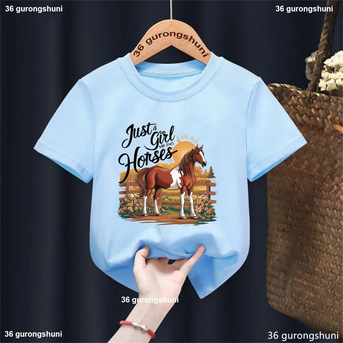 Just A Girl Who Loves Horses Graphic Print T Shirt For Girls/Boys Summer Fashion Kids Clothes Harajuku Kawaii Girls 