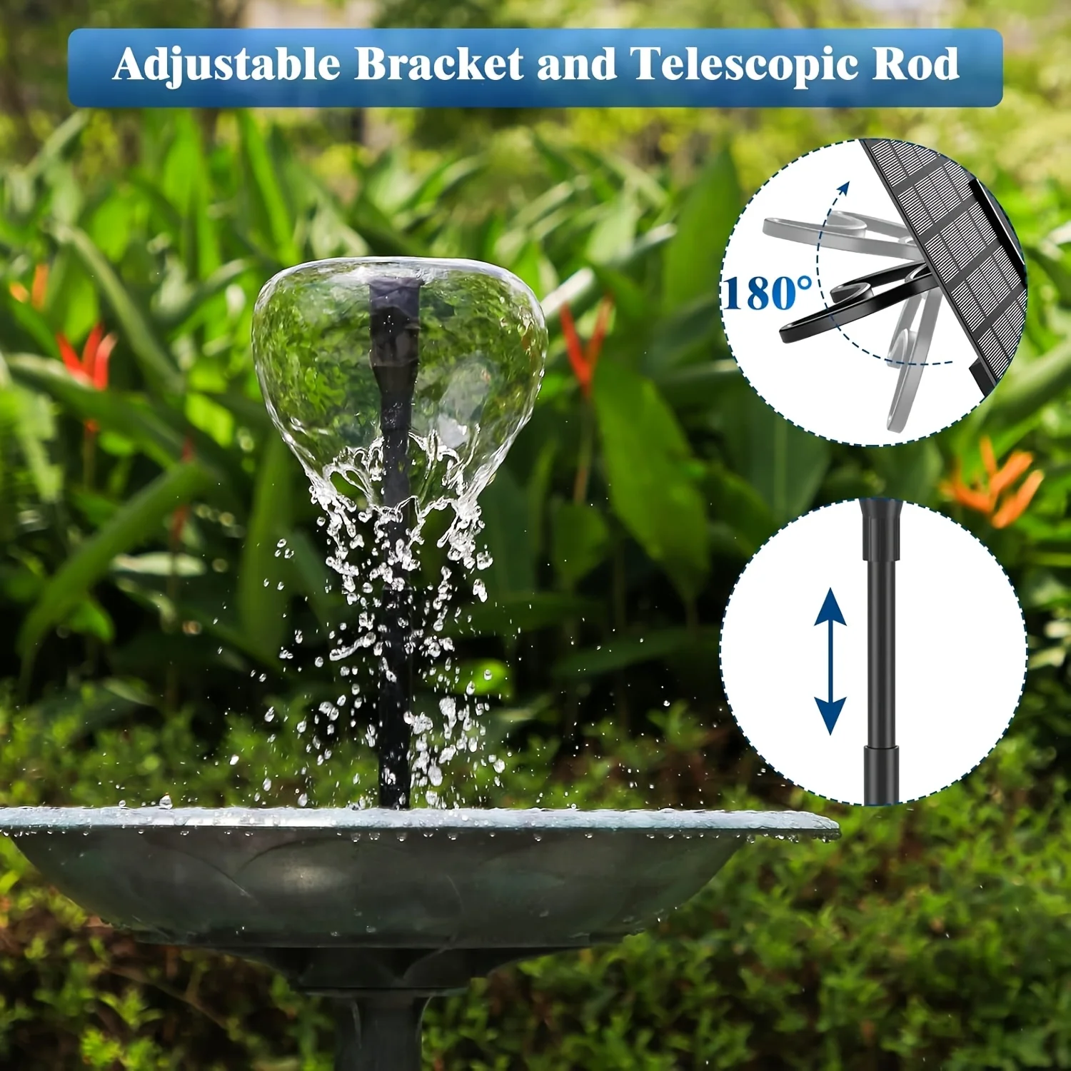 20W Solar Water Pump Kit, Solar Powered Water Fountain Pump with 6 Nozzles, Feature Outdoor Fountain for Bird Bath