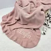 Ruffle Baby Blanket Soft Custom Personalized Baby Blanket / Embroidered Knitted New Born Blanket / Soft Custom Baby Shower Gift 1