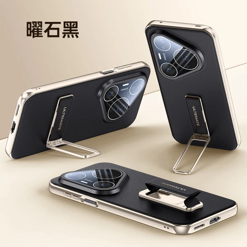 Luxury Gradient PU Leather Phone Case with Kickstand Wristband and Full Camera Lens Cover