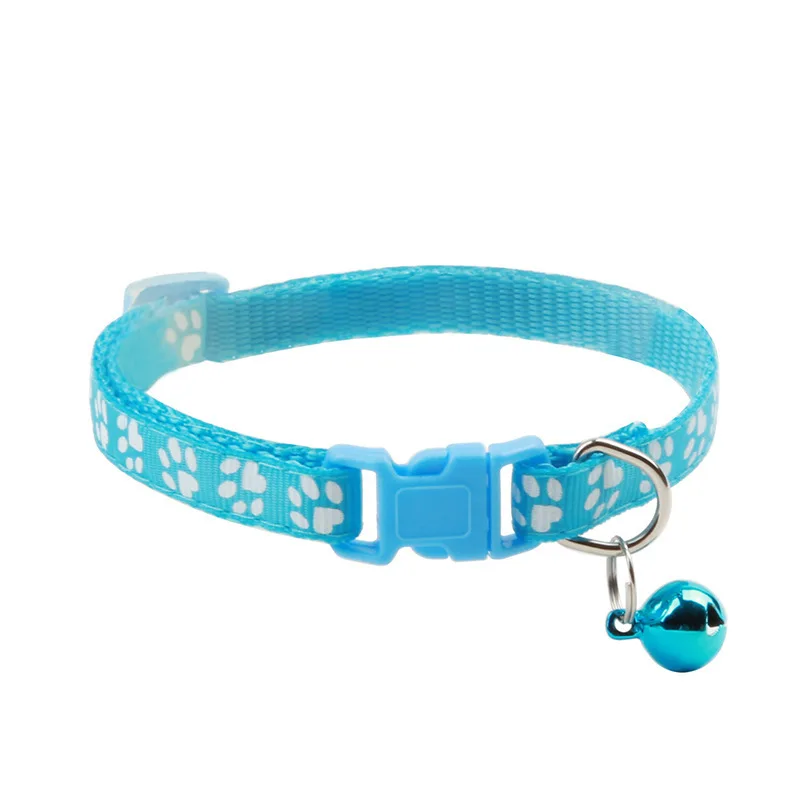 Title 7, 1Pc Pet Cat Bell Collar Cat Paw Print Adjustabl...