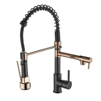 Robinet de cuisine en acier inoxydable doré, mélangeurs d'eau froide et chaude, robinets à ressort rotatifs à 360 ° à trou unique, robinets d'évier de cuisine 6