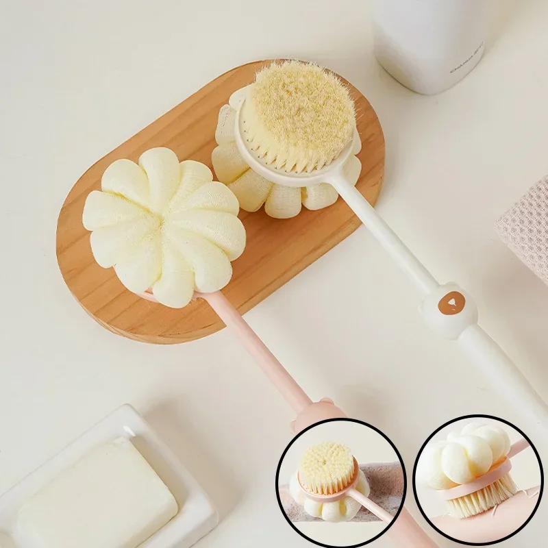 Bath Brush Back Body Bath Shower Sponge Scrubber Brushes With Handle Exfoliating Scrub Skin Massager Exfoliation Bathroom Brush 4