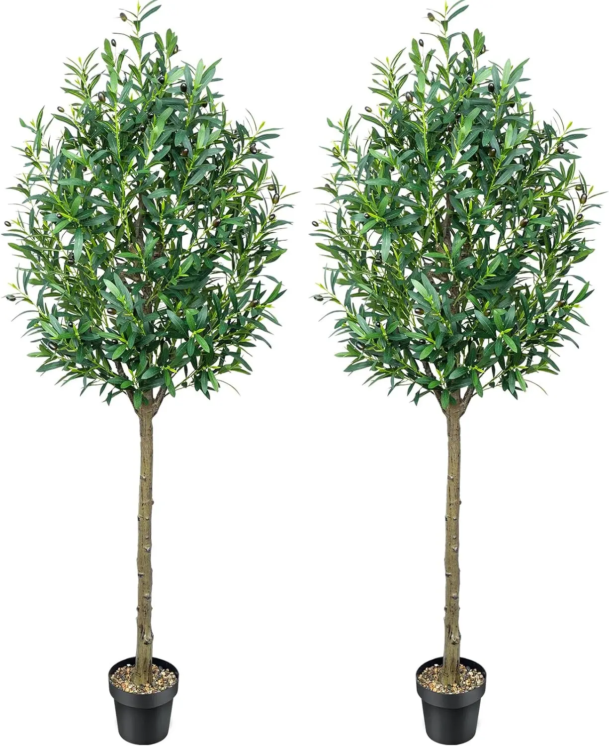 Artificial Olive Tree 5.2/6 Feet Faux Olive Plant Branches with 1128/1712 Leaves and 64/72 Fruits for Home Office Decor