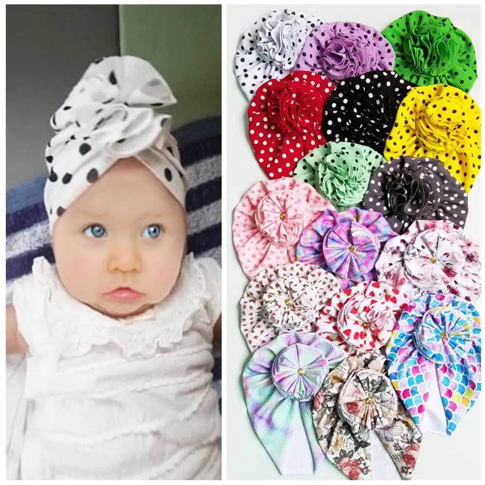 Knot Bow Baby Headbands Toddler Headwraps Baby Flower Turban Hats Babes Caps Elastic Hair Accessories 2021 New