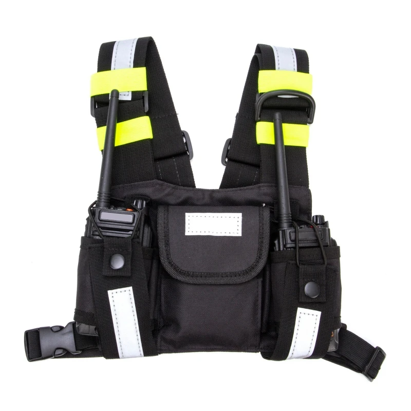 

Dropship Two Way Walkie Talkie Chest Harness Holder Radio Shoulder Holster Vest Rig Front Pack Radio Reflective Carry for