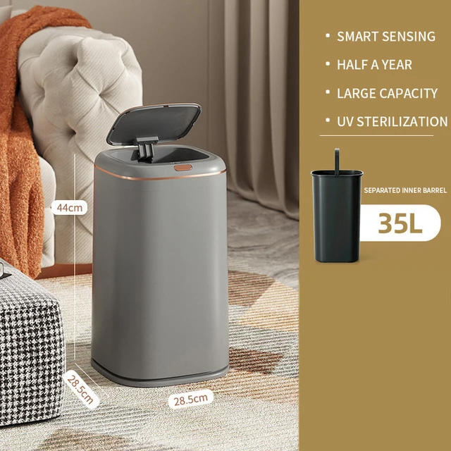 Poubelle Poubelle intelligente créative de grande capacité CAN Les poubelles  en acier inoxydable ménagères peuvent servir de poubelle sans contact avec  couvercle pour la chambre à coucher de cuisine P : 