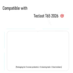 Premium HD Tempered Glass Screen Protector Film, 13.4 - inch, Anti - Scratch, Easy Installation, 2 - Pack (2P - Teclast T65 2026)