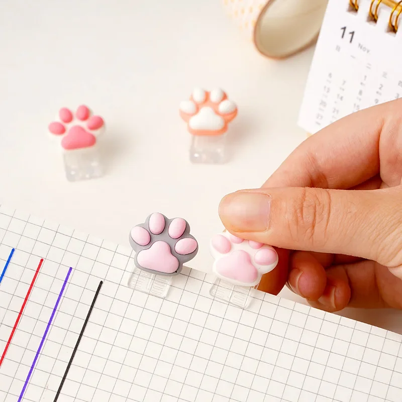 4pcs/set Cute Cat Claw Paper Clips Binder Clips File Documents Note Paper Holder Clamp Stationery School Binding Supplies 5pcs cute lovely metal food snack sealing clips ticket paper document holder binder bulldog clip clamp school office stationery