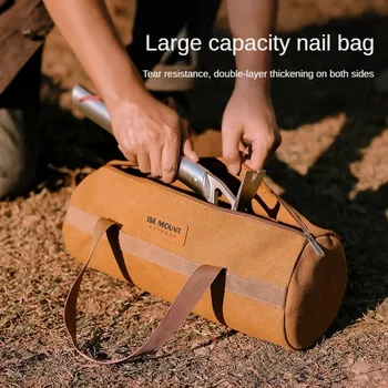 Borsa portaoggetti di grande capacità per accessori da campeggio all'aperto, borsa portatile per chiodi e attrezzi per tenda, borsa cilindrica per chiodi da campeggio