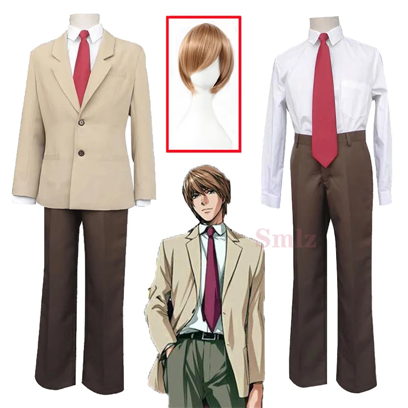 

Anime Death Note Cosplay Yagami Light Cosplay Costumes Wig Man Suit Pants Tie Outfit Halloween Christmas Party Uniform