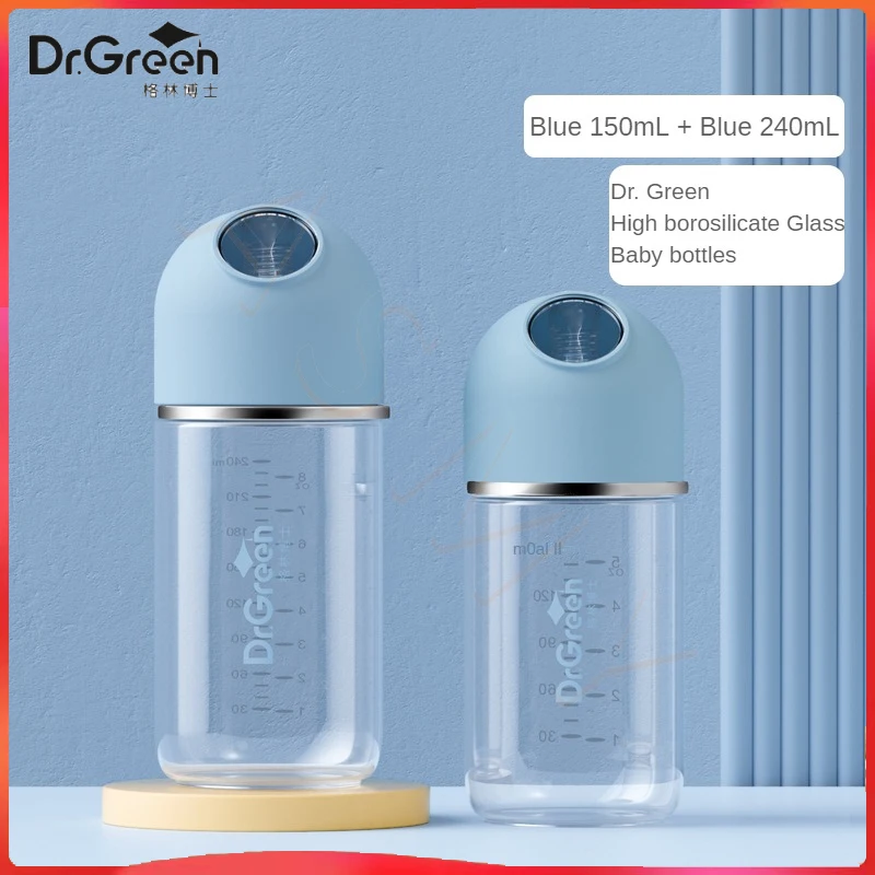 

Dr.Green New Upgrade Professional Newborn baby bottles Wide Mouth Bottle High borosilicate Glass 150mL+240mL Washable Bottles