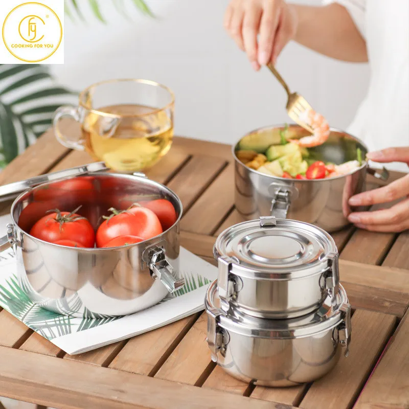 

3pcs/5pcs 304 Stainlesss Steel Leak Proof outdoor Picnic Box Set Lunch Box with Lid Bento Box Food Storage Containers Tableware