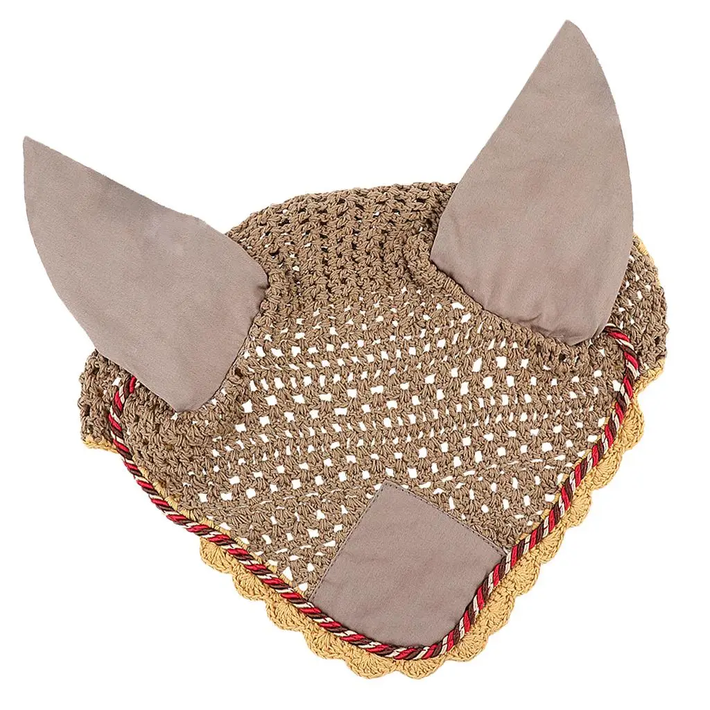 Bonnet Crochet Horse Fly Breathable Cotton Ear Net Bonnet Hood Equipment for Horse Various Color Duarable 6