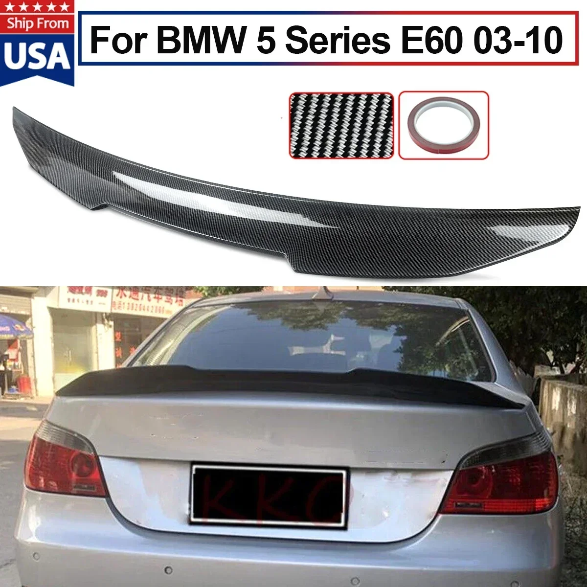 

Спойлер для багажника Duckbill PSM, крыло для BMW E60 528i 535i 2004-10, вид из углеродного волокна