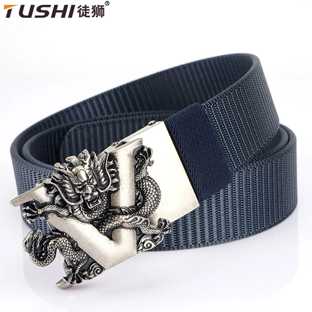 TUSHI Mens Automatic Nylon Belt Male Army Tactical Belt for Man Military Canvas Belts High Quality Jeans Fashion Luxury Strap