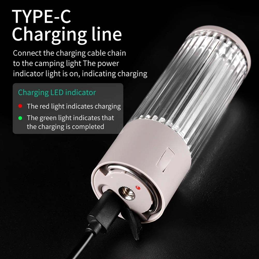2023 Portable Camping Light LED USB Rechargeable 3 Lighting Modes Camping Lantern Outdoor Led Work Flashlight Tent Camp Supplies
