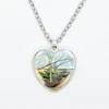 Fashion Van Gogh Art Starry Night Sunflower Necklace Glass Cabochon Painting Heart Pendant Printed Photo Necklaces 6