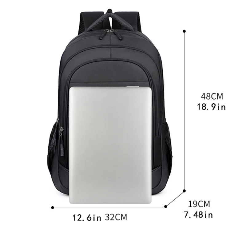 Adjustable padded shoulder straps, practical pockets, minimalist black casual work travel backpack suitable for commuting, schoo