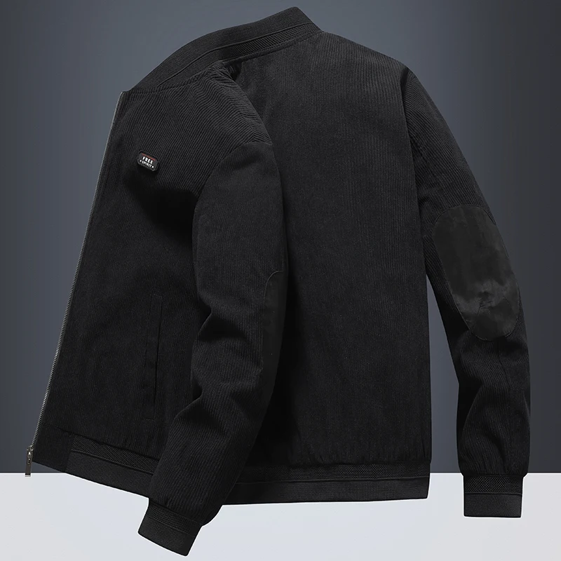 thumbnail image 1 of Chaquetas de algodón para hombre, tallas 5XL y 4XL, abrigo holgado, chaqueta corta de pana, cortavientos con cremallera lisa, chaquetas cortavientos informales de invierno para hombre, 1 of 5