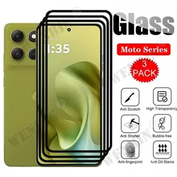 3 - Pack Tempered Glass Screen Protector Set - Full Coverage and Protection - Motorola Moto G54 Power (Transparent)