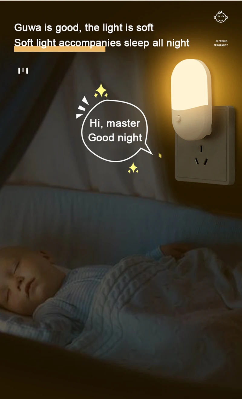 2PC Bedside  LED Night Lamp Mini Table Light EU US Plug Eye Protection Kids Use For Bedroom Living Room Baby Feeding Night Light