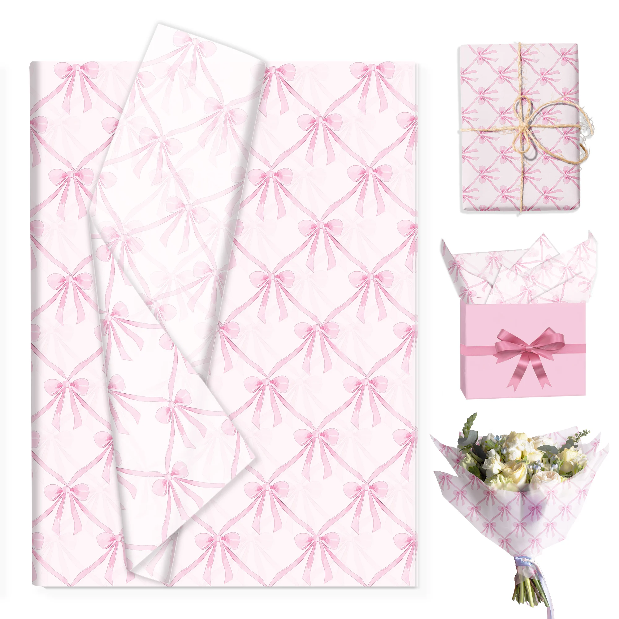 20/50 Stück Papierpapier für Fliege, Geschenkpapier mit Schleife für Geburtstagsdekoration, Hochzeitsgeschenkverpackungspapier, Partyzubehör – Detail 9