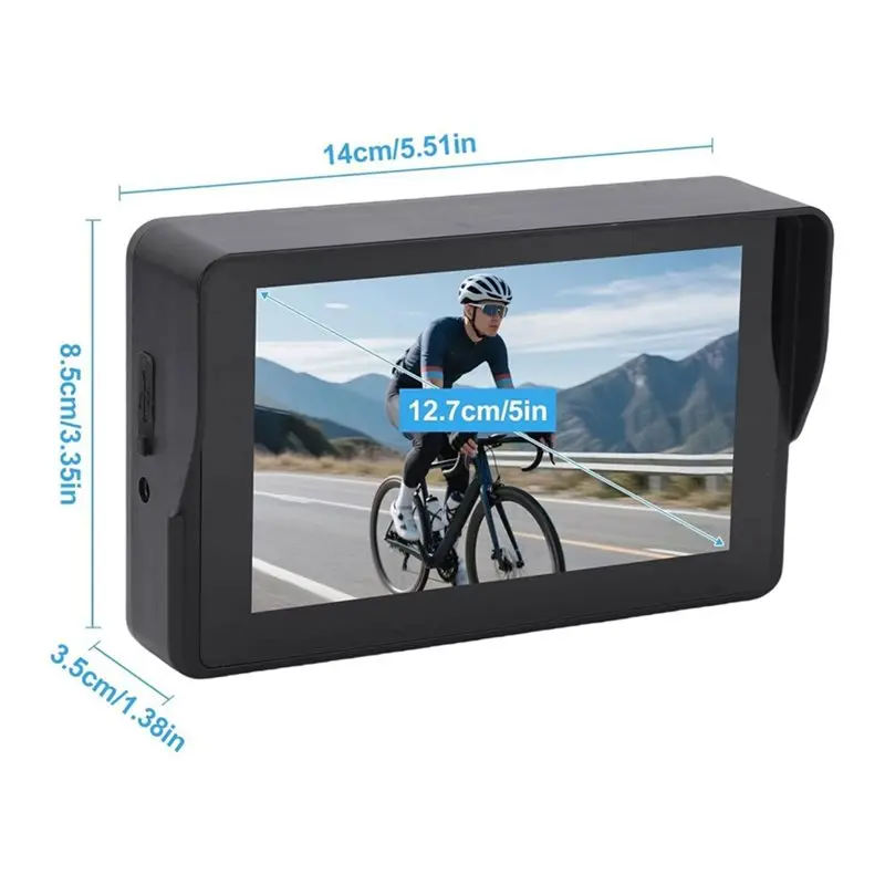 1080P AHD, 5인치 스크린 모니터, 360도 기능을 갖춘 자전거 후방 카메라 ° 회전식 브래킷, 10000mAh 배터리, 자전거 핸들바 거울