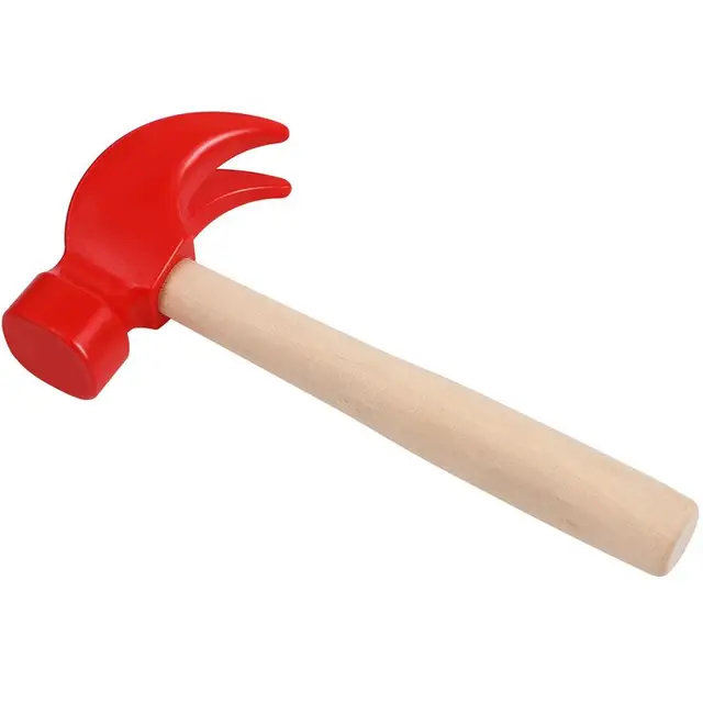 Children's simulation hammer wooden handle solid hammer toy beat repair tool mini wooden hammer solid PP plastic super strong 1