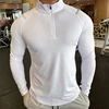 Spandex Long Sleeve finger Men Running Fitness Tshirt elastic Quick Dry Sports Bodybuilding Training stand collar Shirts 1