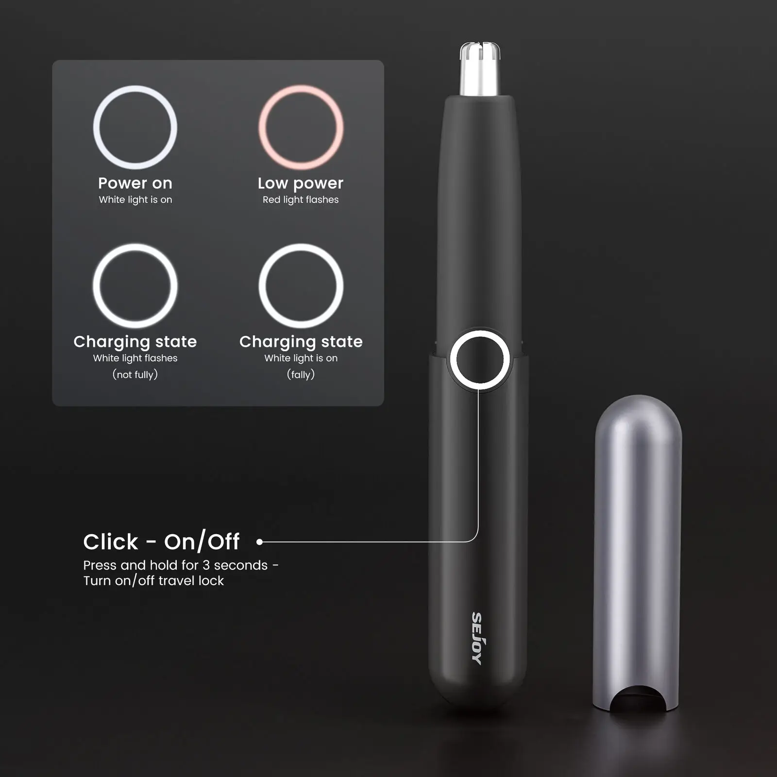 SEJOY 2-IN-1 Ladies Nose Hair Trimmer Male Ear Nose Hair Trimmer Small Electric Trimmer Male Nose Trimmer Business Trip Home Use 5