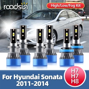 Roadsun Headlamps Led Headlight Luces Front Bulbs CSP 15000LM 12V Auto Vehicles Fog Light For Hyundai Sonata 2011 2012 2013 2014