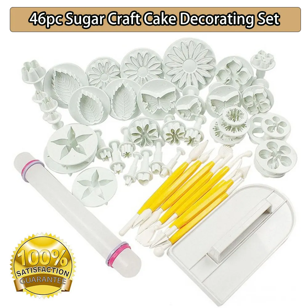 

46pcs Sugar Craft Cake Decorating Set Cupcake Chocolate Wedding Cake Border Molds Kitchen Baking Moulds DIY Cake Decoration Tool