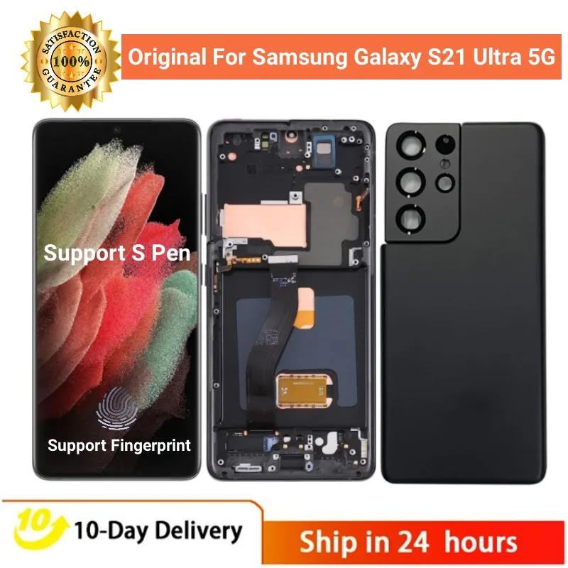 

Original New For Samsung Galaxy S21 Ultra Amoled Display LCD Screen With Frame Galaxy 21 U LCD Support S Pen Fingerprint 6.8''