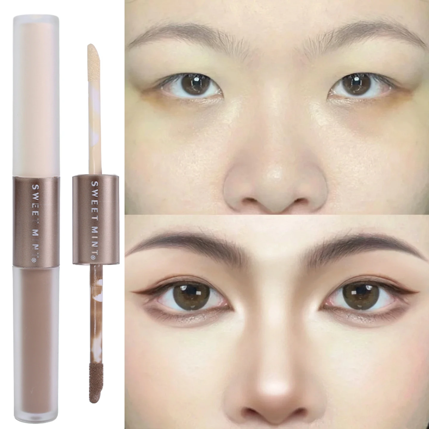 

Double Head Contouring Bronzer Stick 2 in 1 Matte Brighten High Gloss Grey Brown Nose Shadow Highlighter Cream Makeup Cosmetics