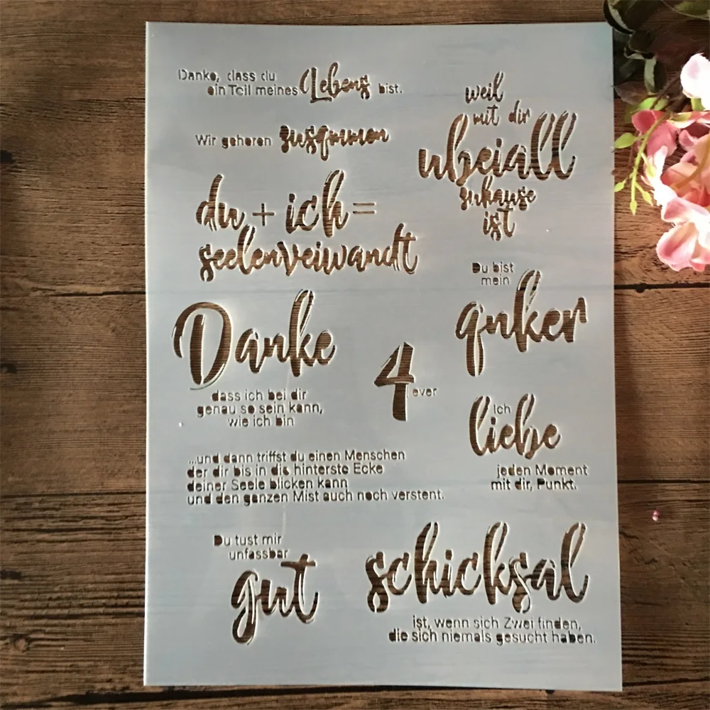 

A4 29cm Germen Words DIY Layering Stencils Painting Scrapbook Coloring Embossing Album Decorative Template