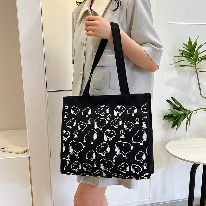 Snoopy Casual Canvas Women Bag Large Capacity Cartoon Print Shoulder Bag Fashion Female Tote Zipper Handbags Ladies Shopping Bag 4