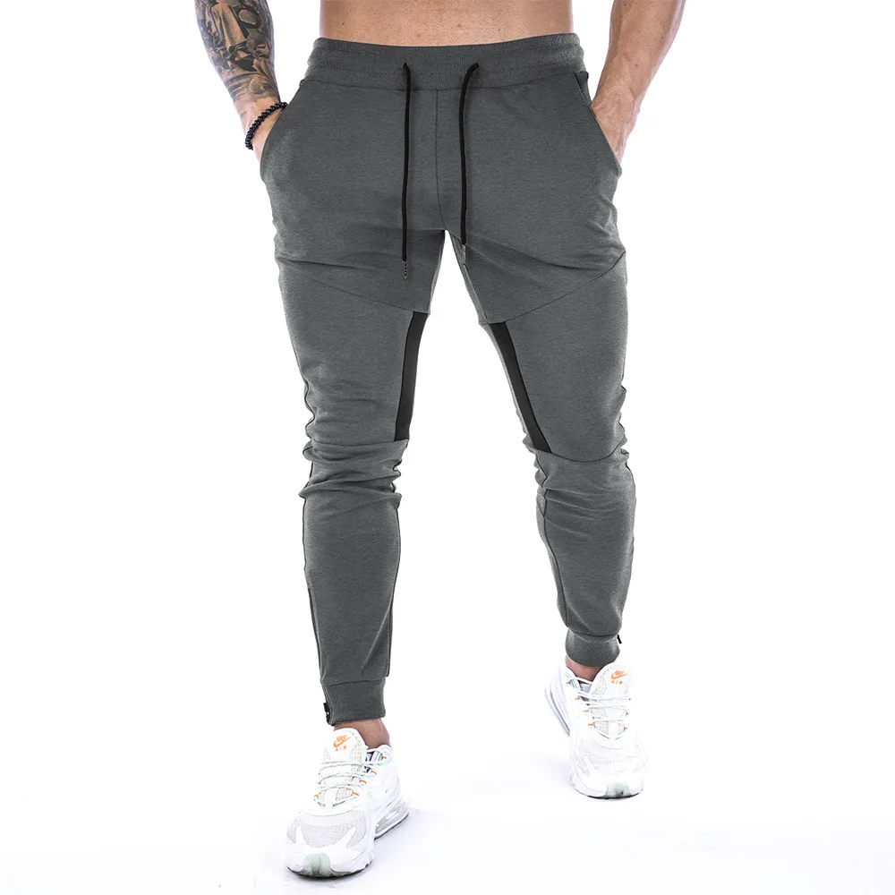 

Men Cotton Joggers Sweatpants Spring Leg Zips Pocket Trackpants Gym Fitness Slim Pants Male Training Trousers Sportswear Bottoms