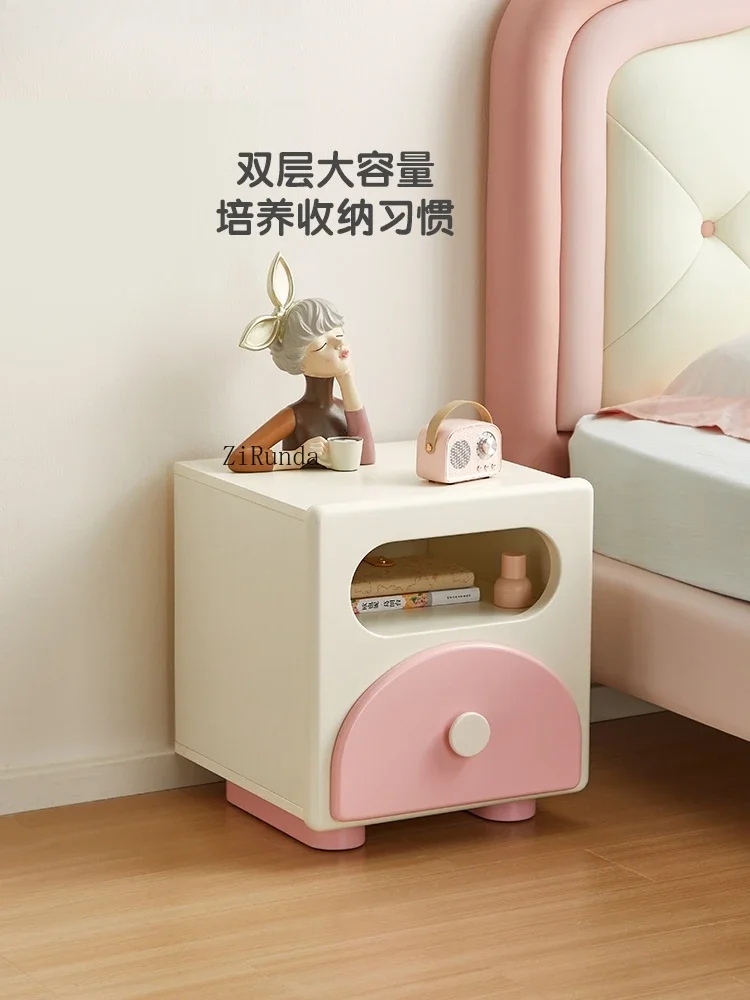Children's bedside table girl pink simple modern shelf cabinet locker
