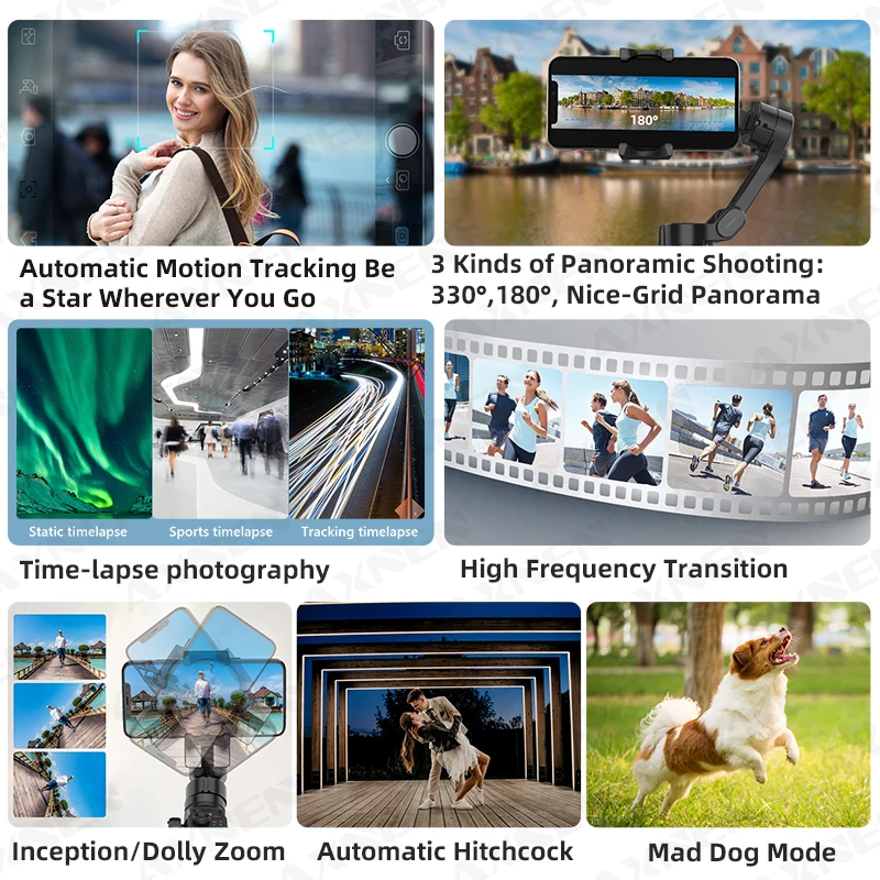 3-Axis Handheld Gimbal Smartphone Stabilizer Smart Follow Tracking Stable Video Record For iPhone 14 Pro Xiaomi Huawei AXNEN HQ4